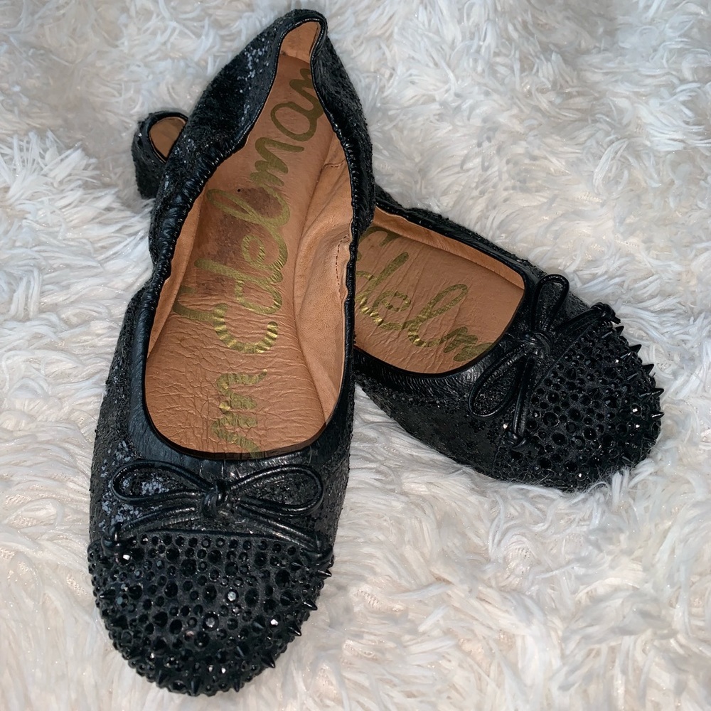 Black sparkly flats